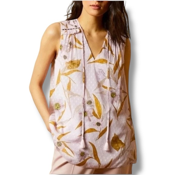 Ted Baker London Tops - Ted Baker ‘JIYLENA’ Floral V-neck Sleeveless Top in Pink Cabana Women’s Size 0